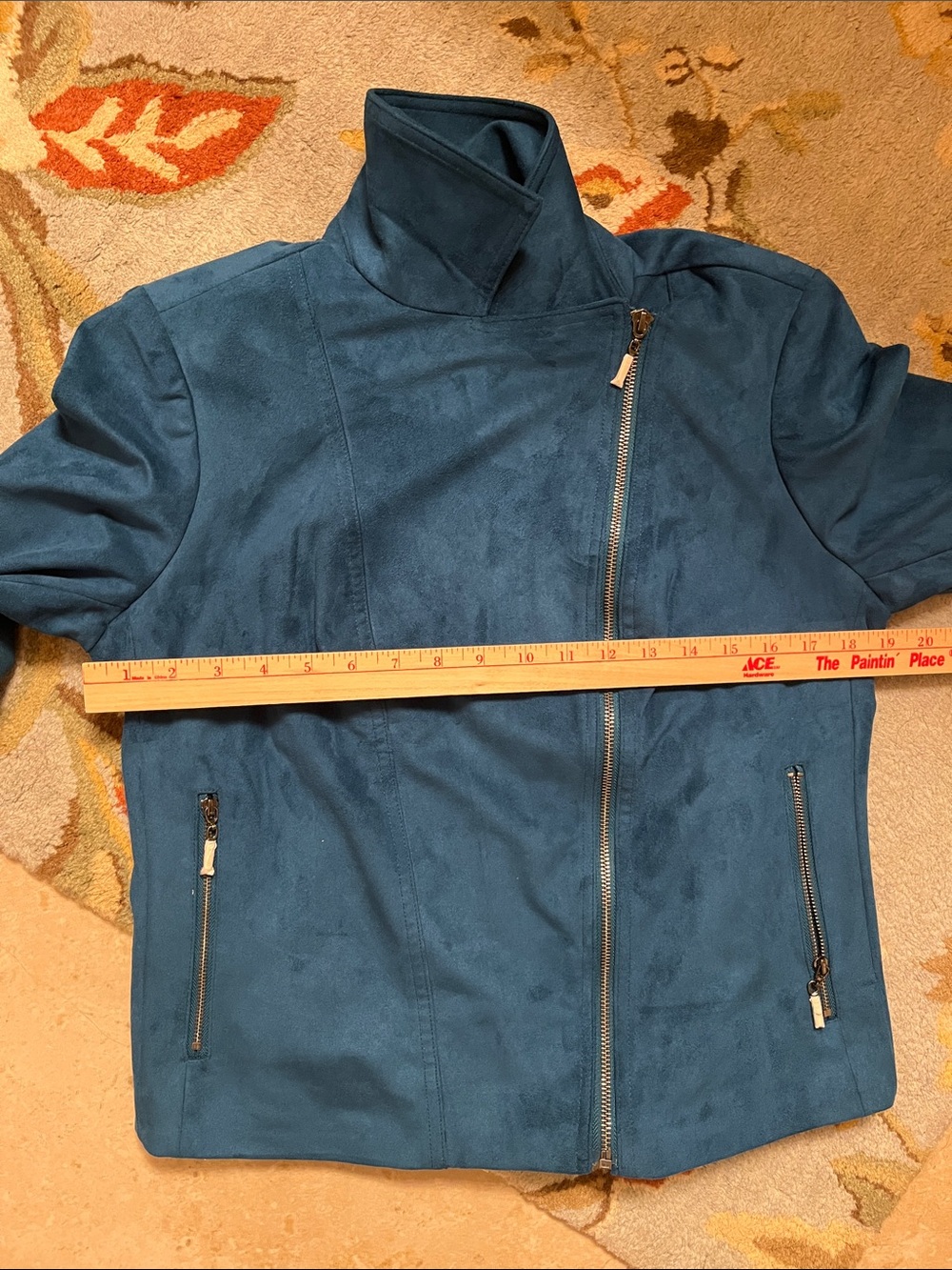 Chico's Teal Suede Blue Jacket- NEW Never worn - Picture 7 of 8